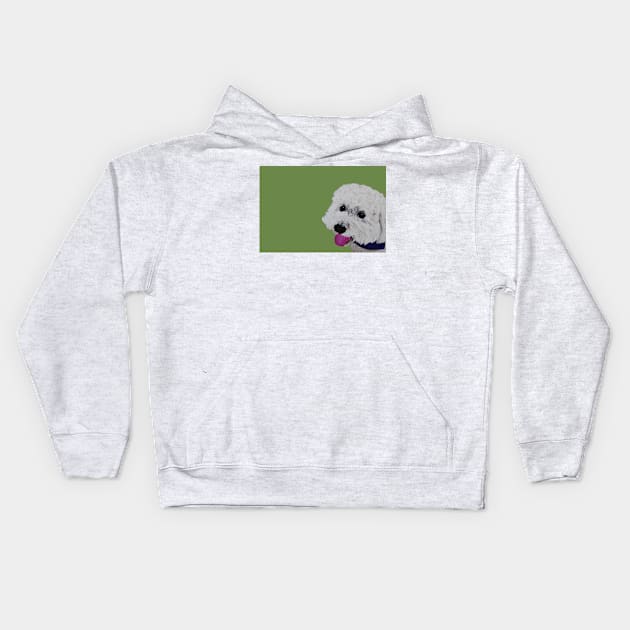 Finn the Bichon Frise Sage Green Kids Hoodie by AmandaAAnthony